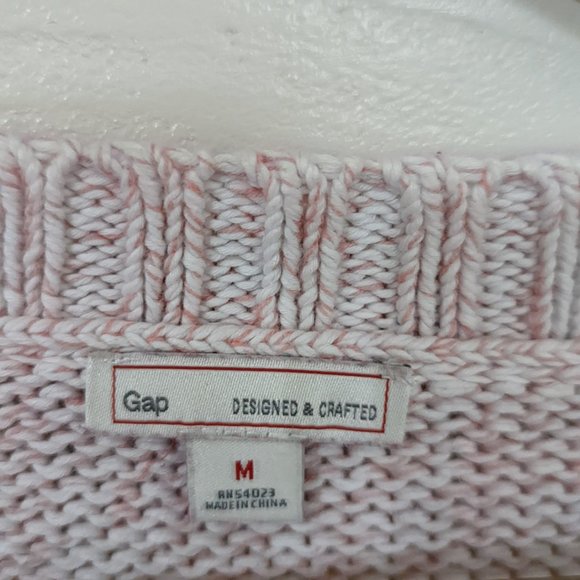 Cable Knit Pink and White Tunic Asymmetrical Sweater Sz Medium - Picture 5 of 7